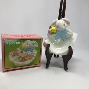 Bunny Dish, Fine Ceramic, Hand Painted, Handcrafted